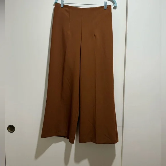 Joie Brown High Waisted Wide Leg Cropped Pants - Picture 8 of 9